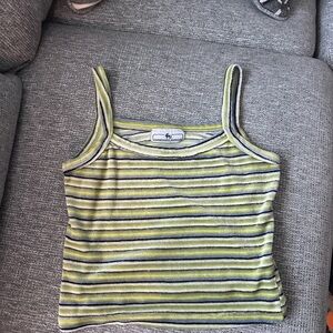 Vintage velvet lime green striped tank top
